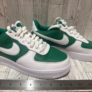 Custom Nike Men's Air Force 1 Green and White Sneakers Size 9